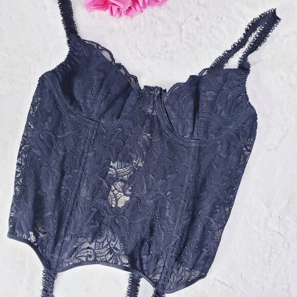 Rare Vintage VS Gold Label Corset Bustier Sheer Floral Lace Boned 36B NWT - Picture 5 of 11